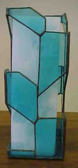 stained glass candle holder blue