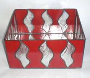 red stained glass candle holder