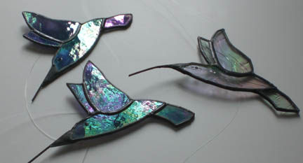 stained glass hummingbirds 5 inches $15