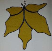 stained glass amber leaf