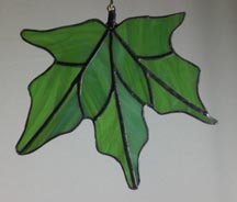stained glass green leaf