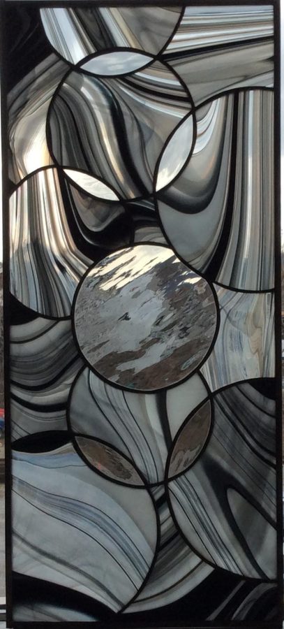 stained glass kitchen cabinet panel