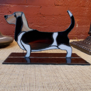 stained glass basset hound