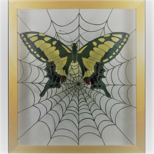 stained glass butterfly window panel