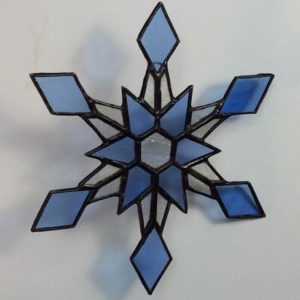 stained glass blue snowflake