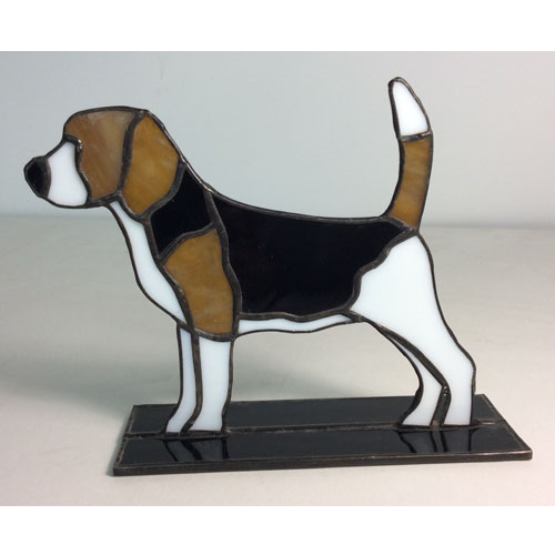 stained glass beagle stand