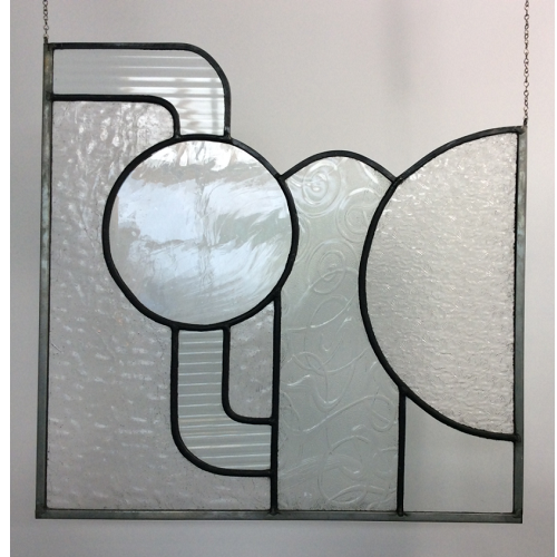 clear textured glass panel in abstract design