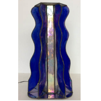 blue stained glass table lamp no light