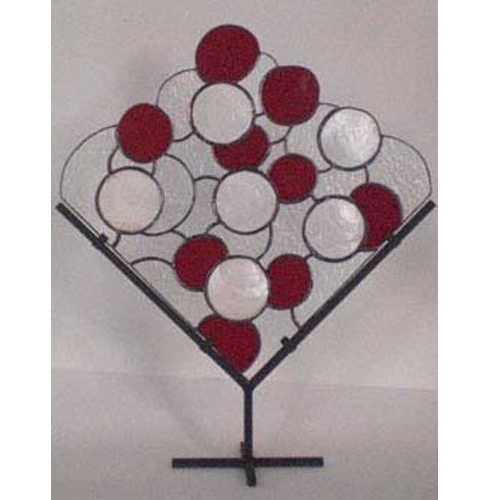 stained glass red white shell stand