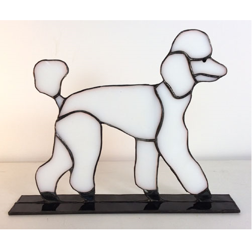 stained glass standard poodle stand