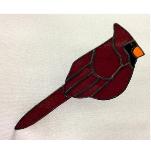 stained glass red cardinal