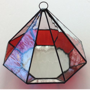stained glass red bird feeder
