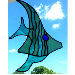 stained glass teal fish