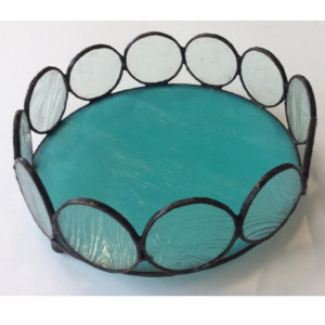 stained glass teal tray