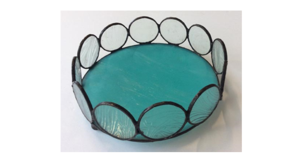 stained glass teal tray