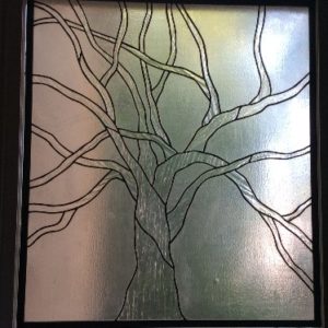 stained glass large clear textured glass tree window