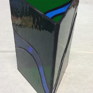 stained glass three sided river candle shield