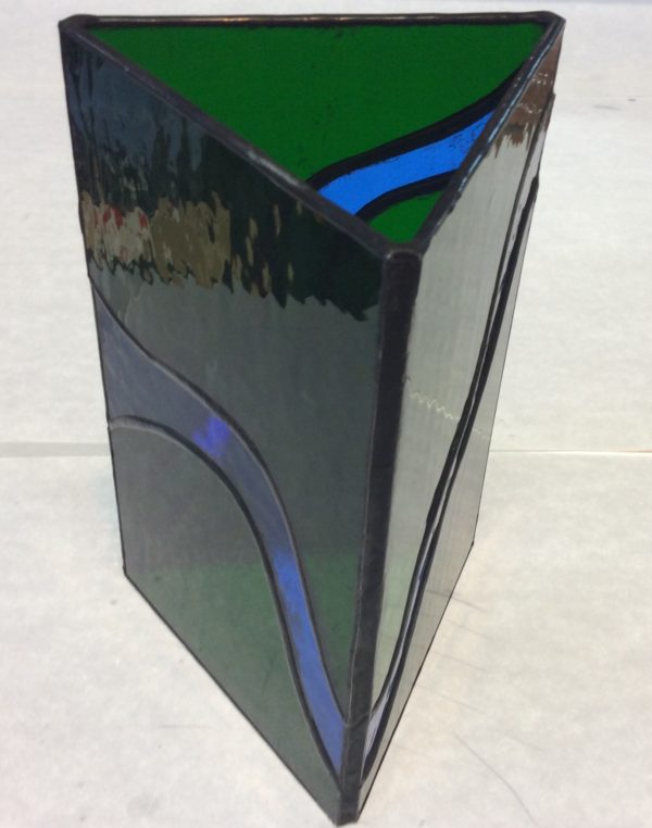 stained glass three sided river candle shield